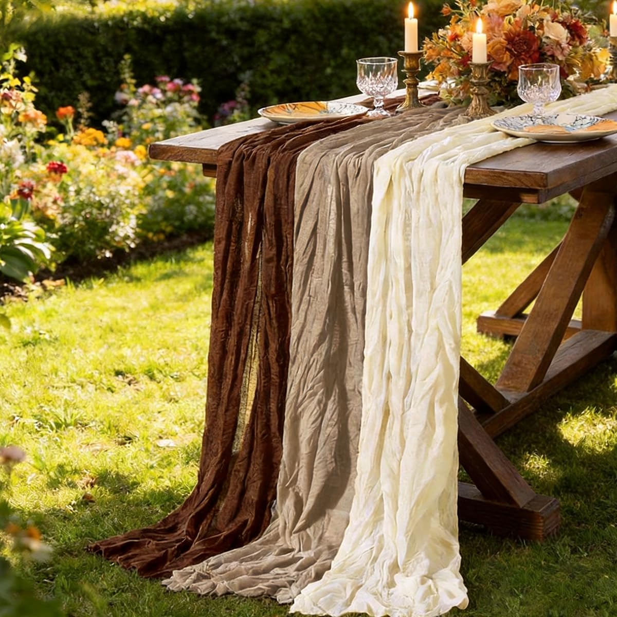 Sage Green Cheesecloth Table Runner Fall Wedding Birthday Party Home Decor
