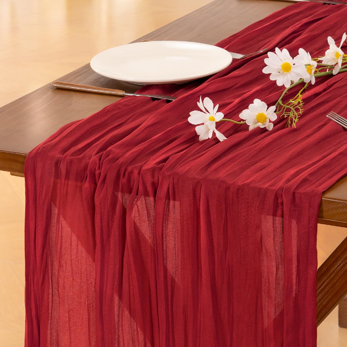 Sage Green Cheesecloth Table Runner Fall Wedding Birthday Party Home Decor