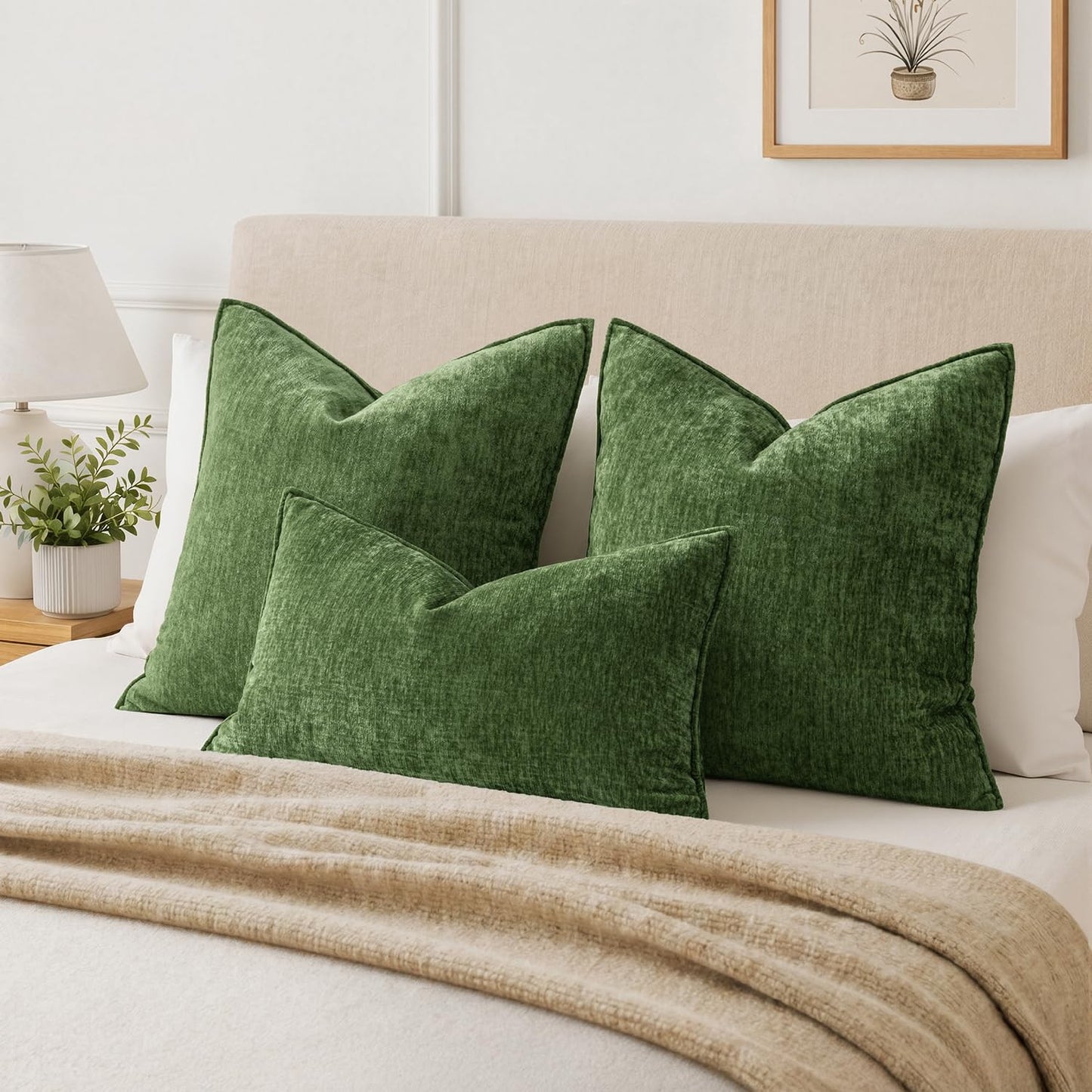MIULEE Chenille Couch Pillow Covers Fall for Living Room 18x18 Dark Brown