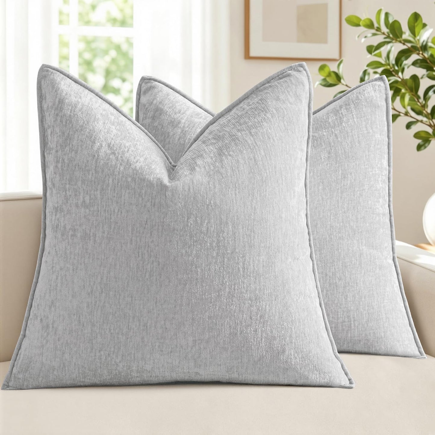 MIULEE Chenille Couch Pillow Covers Fall for Living Room 18x18 Dark Brown