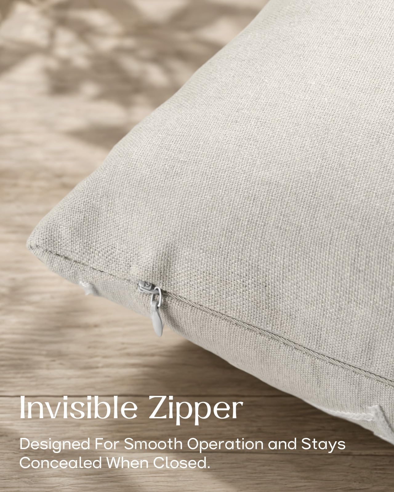 Linen Embroidered Throw Pillow Cover, 18x18 Inch, Khaki Bird