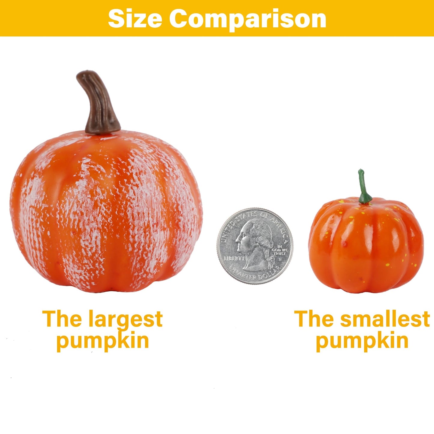 winemana 12 Pcs Pumpkin Fall Decorations, Golden Artificial Pumpkins