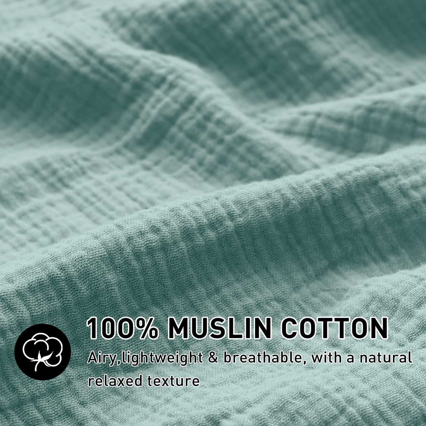 EMME Muslin Cotton Duvet Cover Set Linen Like Beige Queen