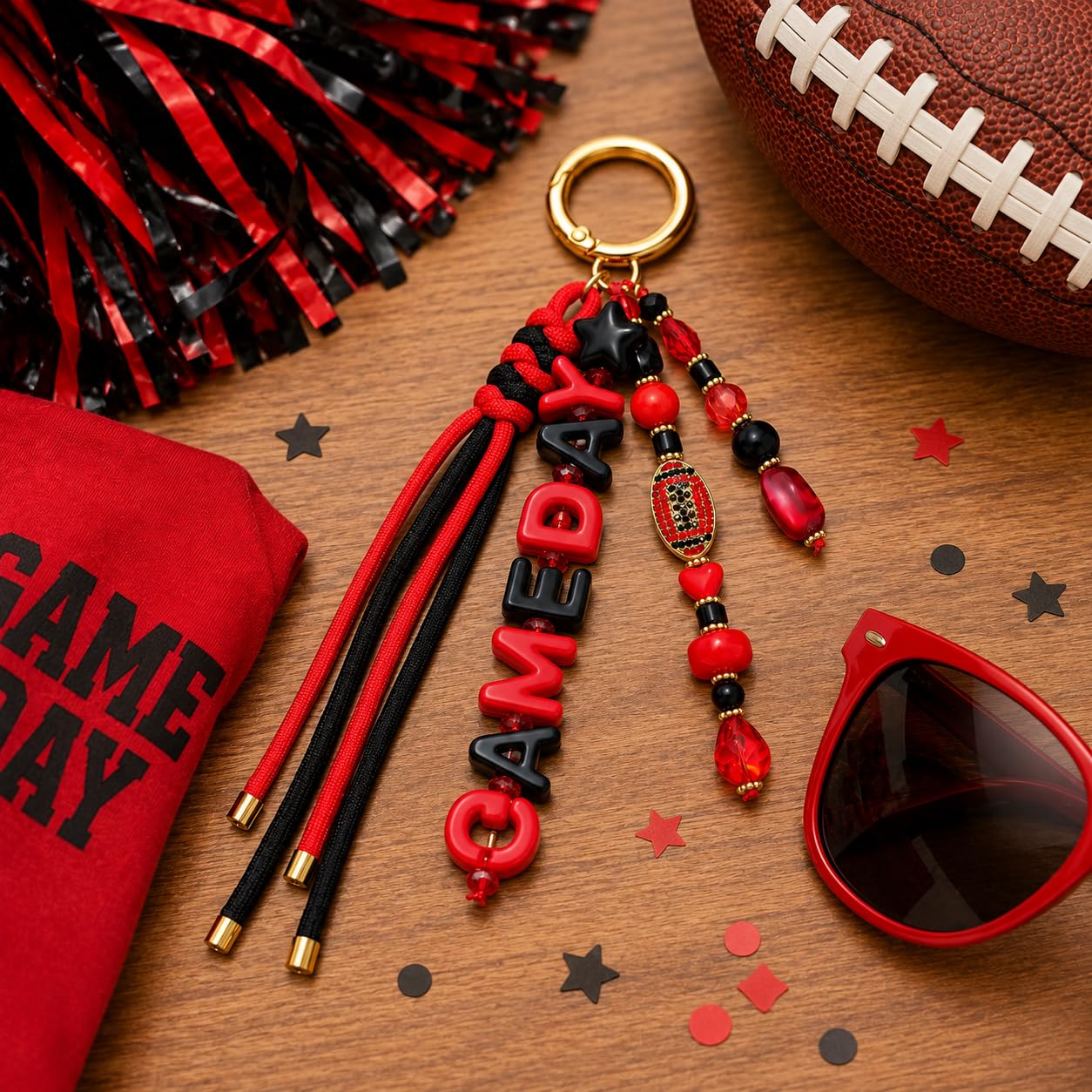 ANGLESJELL Football Bag Charms Paracord Game Day Keychains Purse Charms Football Cheer Mom Accessories Essentials Gifts