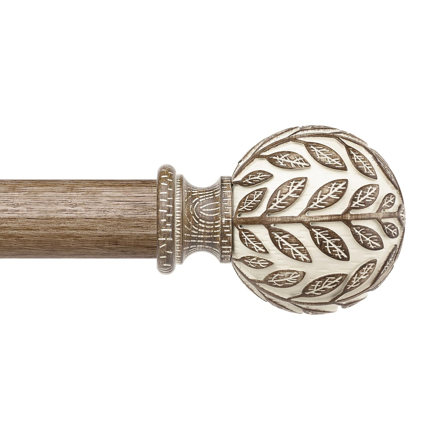 Curtain Rod 36-91 Inch, Boho Wood 1 Inch Curtain Rods for Windows