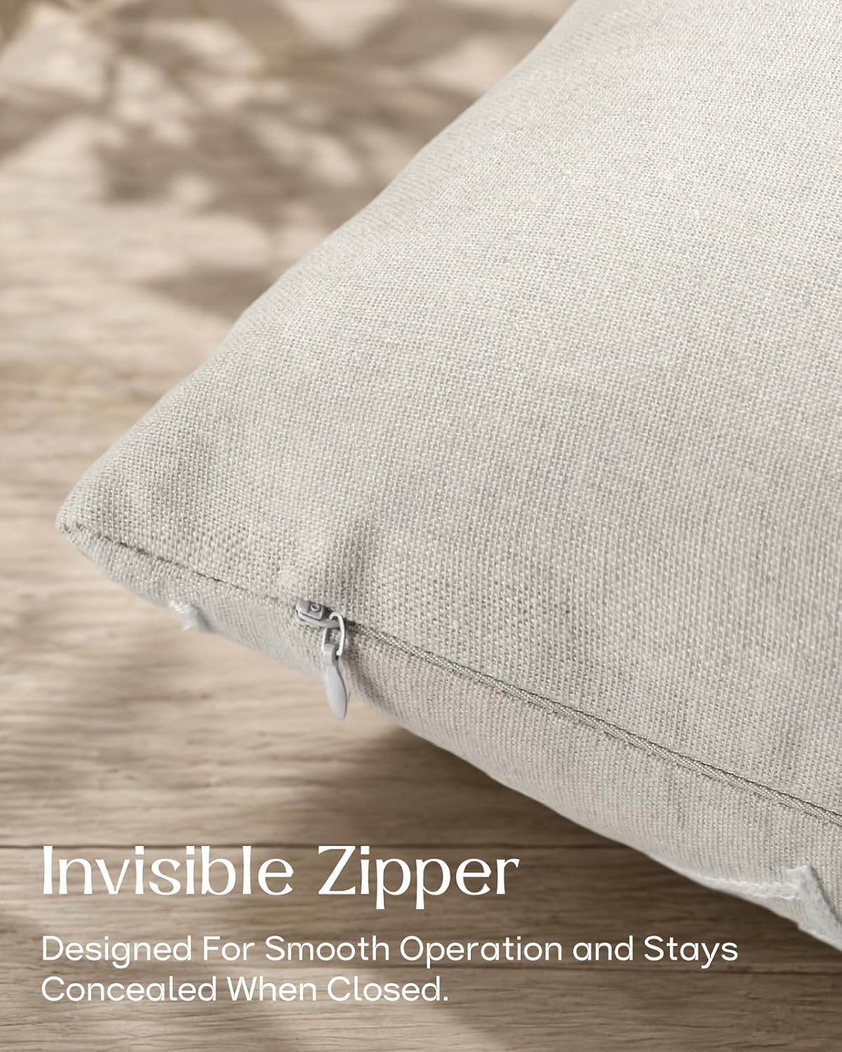 Linen Embroidered Throw Pillow Cover, 18x18 Inch, Khaki Bird