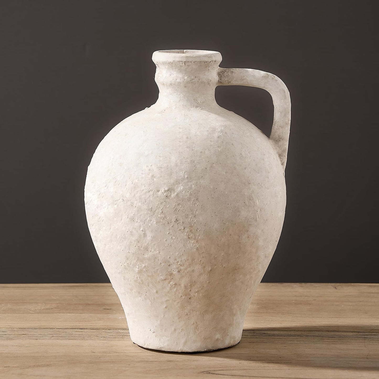 Ceramic Rustic Farmhouse Vase,9.25 inch Terracotta Vase with Handle