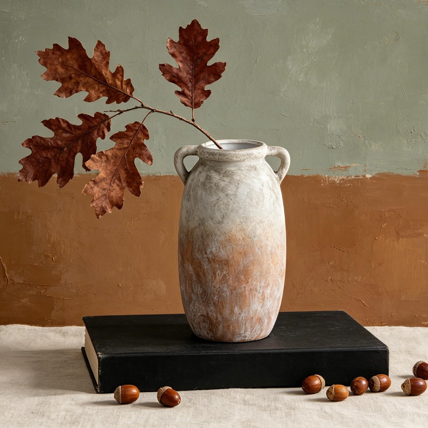 Dobbyby Ceramic Flower Vase 12 inch Farmhouse Rustic Vase Decorative Pottery Terracotta Tall Vases for Home Decor Table Mantle Fireplace Living Room Bathroom Wedding Centerpiece (Large-Terracota)