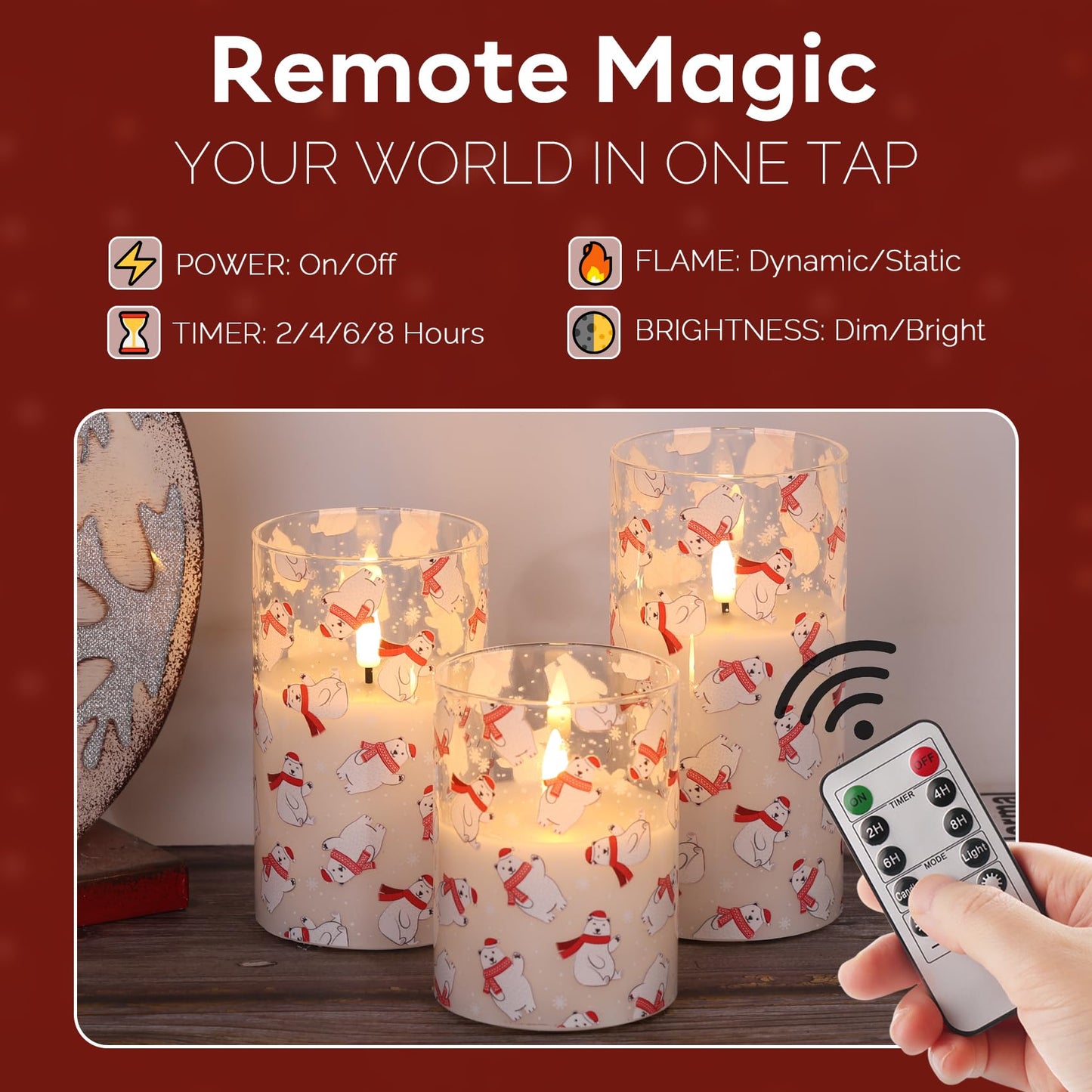 Eywamage Gold Glass Flameless Pillar Candles with Remote, Flickering Fall LED Candles Battery Operated Set of 3