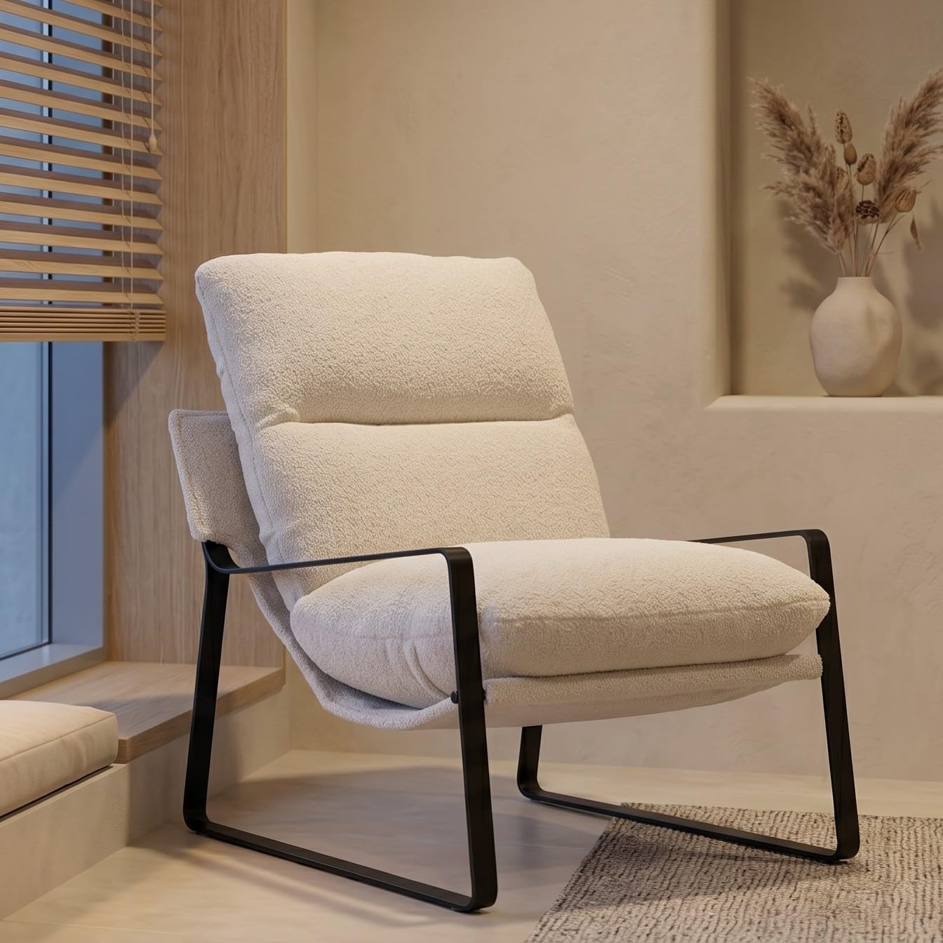 LukeAlon Modern PU Leather Accent Armchair, Brown