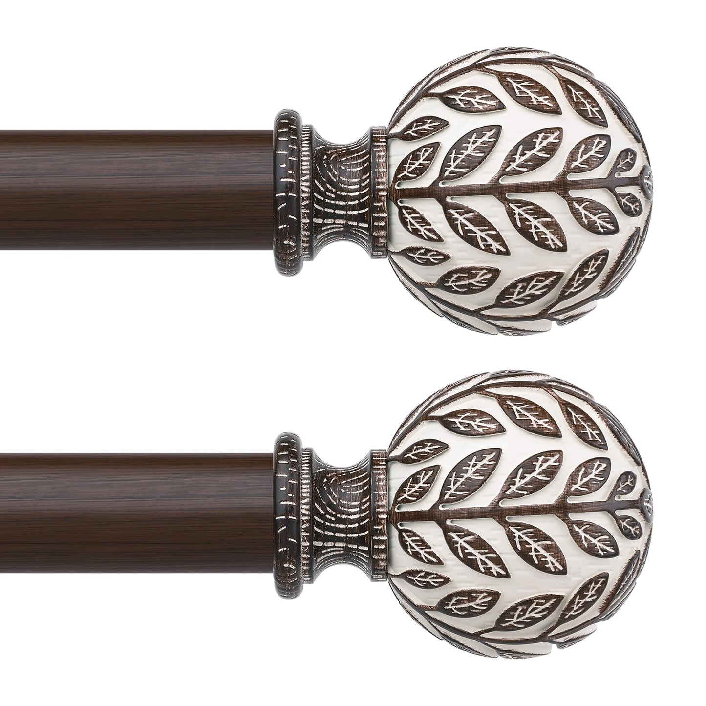 Curtain Rod 36-91 Inch, Boho Wood 1 Inch Curtain Rods for Windows