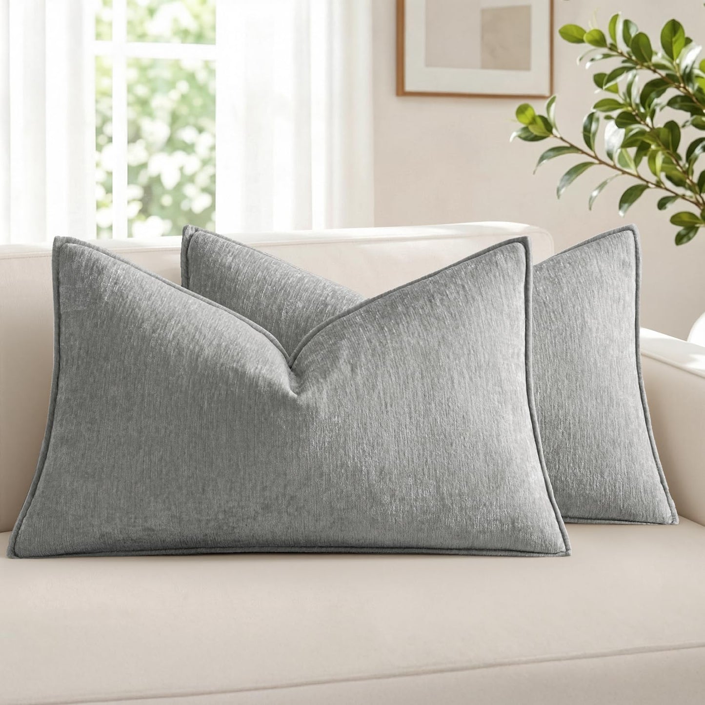 MIULEE Chenille Couch Pillow Covers Fall for Living Room 18x18 Dark Brown