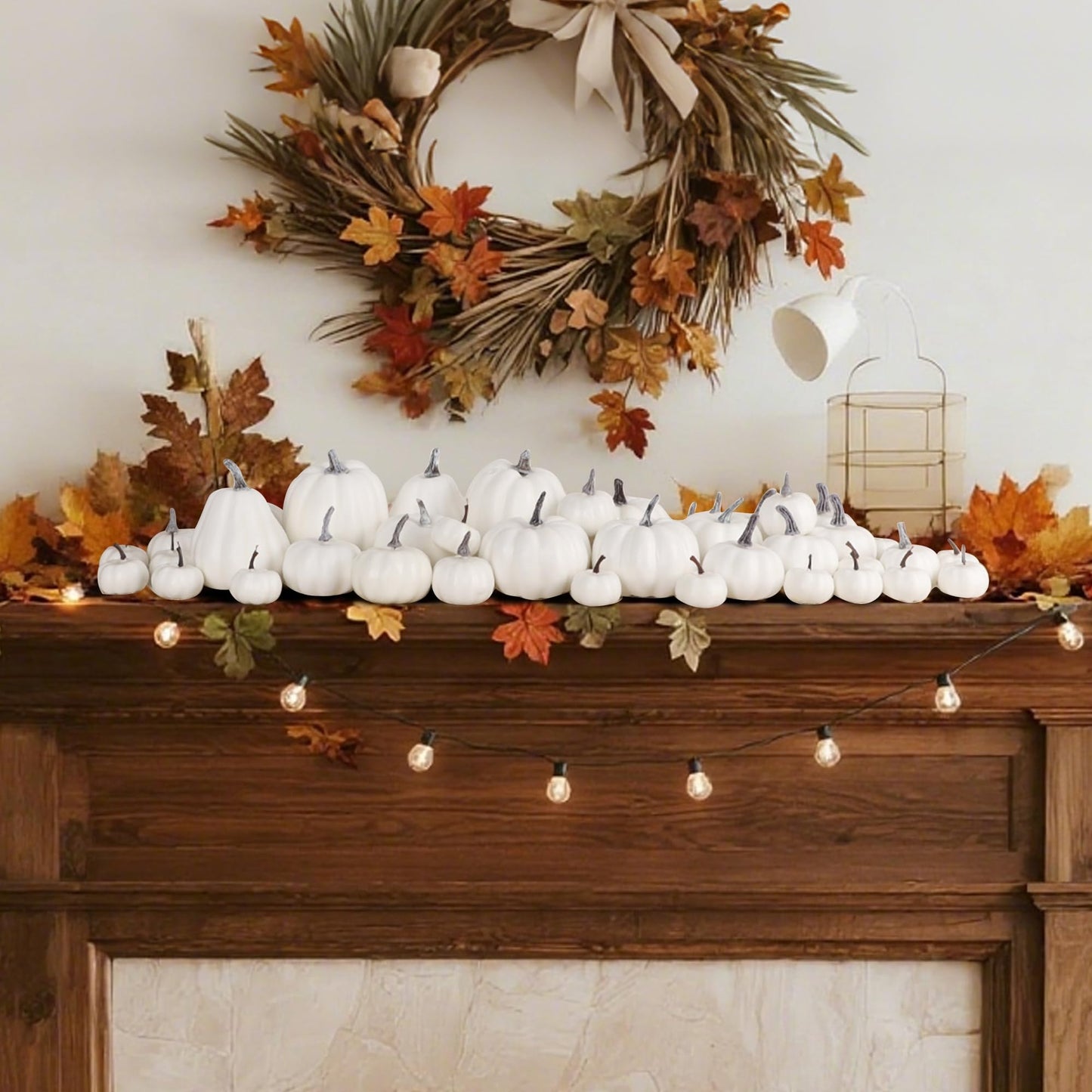 winemana 12 Pcs Pumpkin Fall Decorations, Golden Artificial Pumpkins
