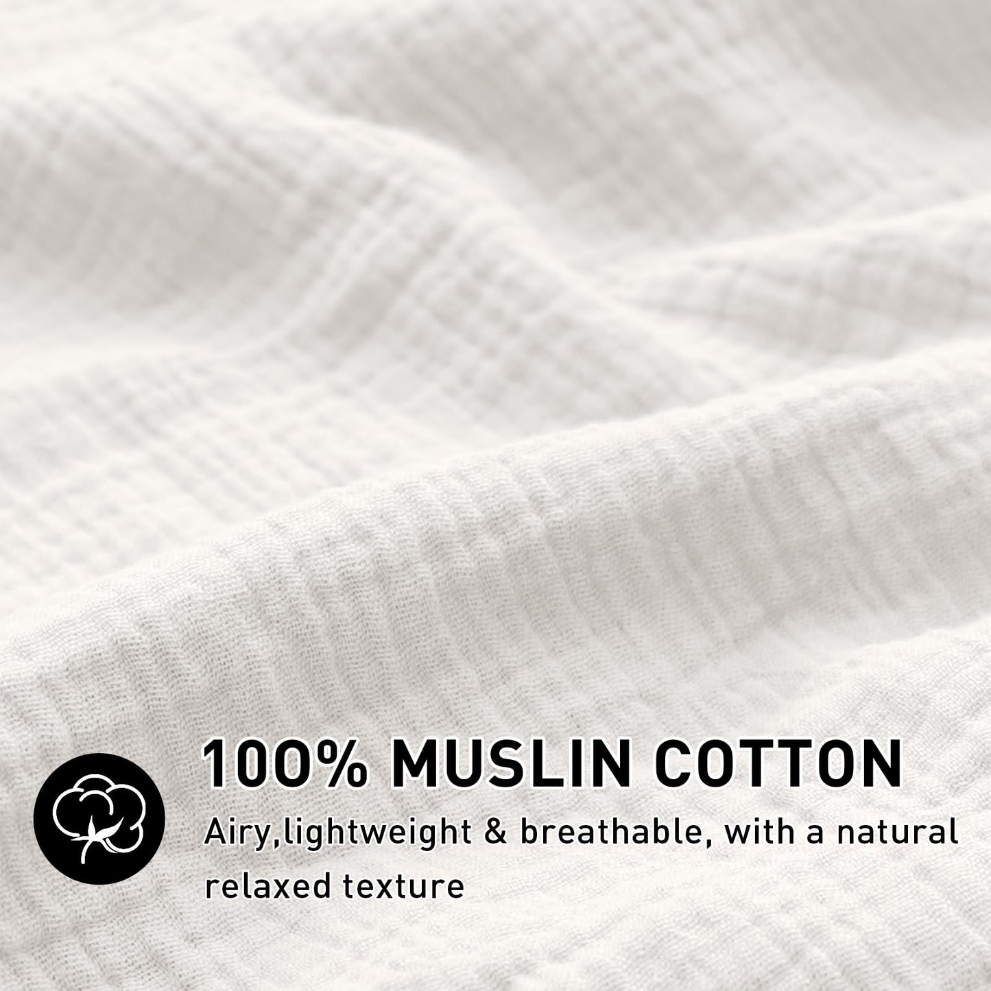 EMME Muslin Cotton Duvet Cover Set Linen Like Beige Queen