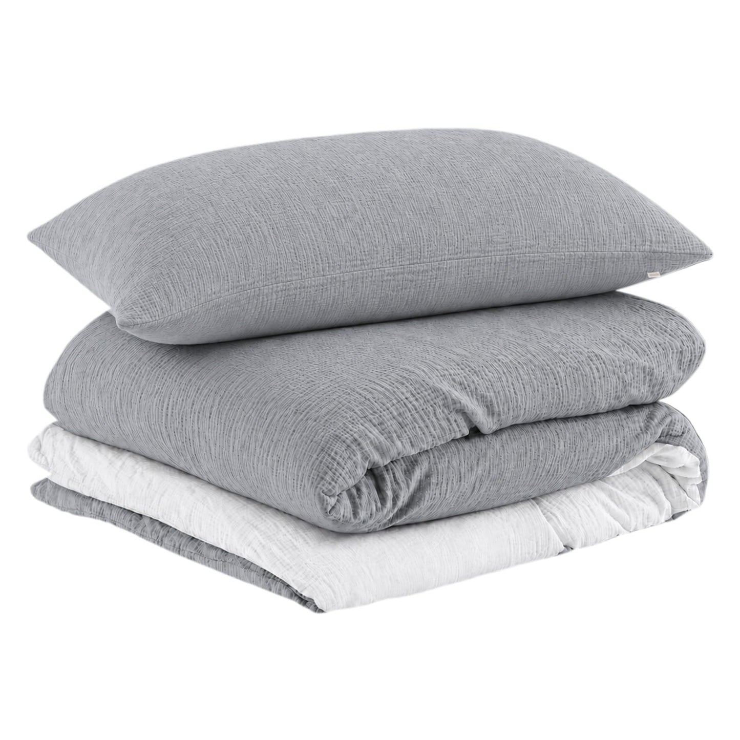 EMME Muslin Cotton Duvet Cover Set Linen Like Beige Queen