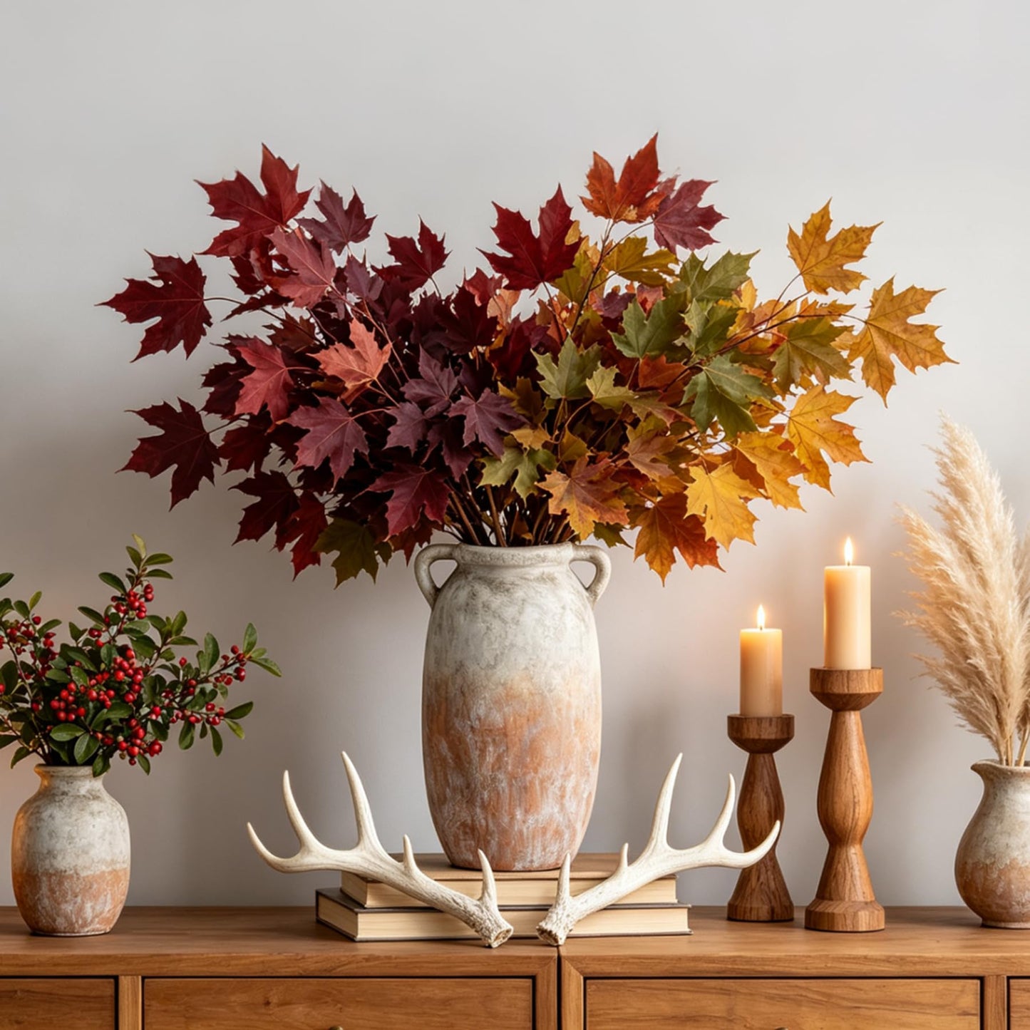 Dobbyby Ceramic Flower Vase 12 inch Farmhouse Rustic Vase Decorative Pottery Terracotta Tall Vases for Home Decor Table Mantle Fireplace Living Room Bathroom Wedding Centerpiece (Large-Terracota)