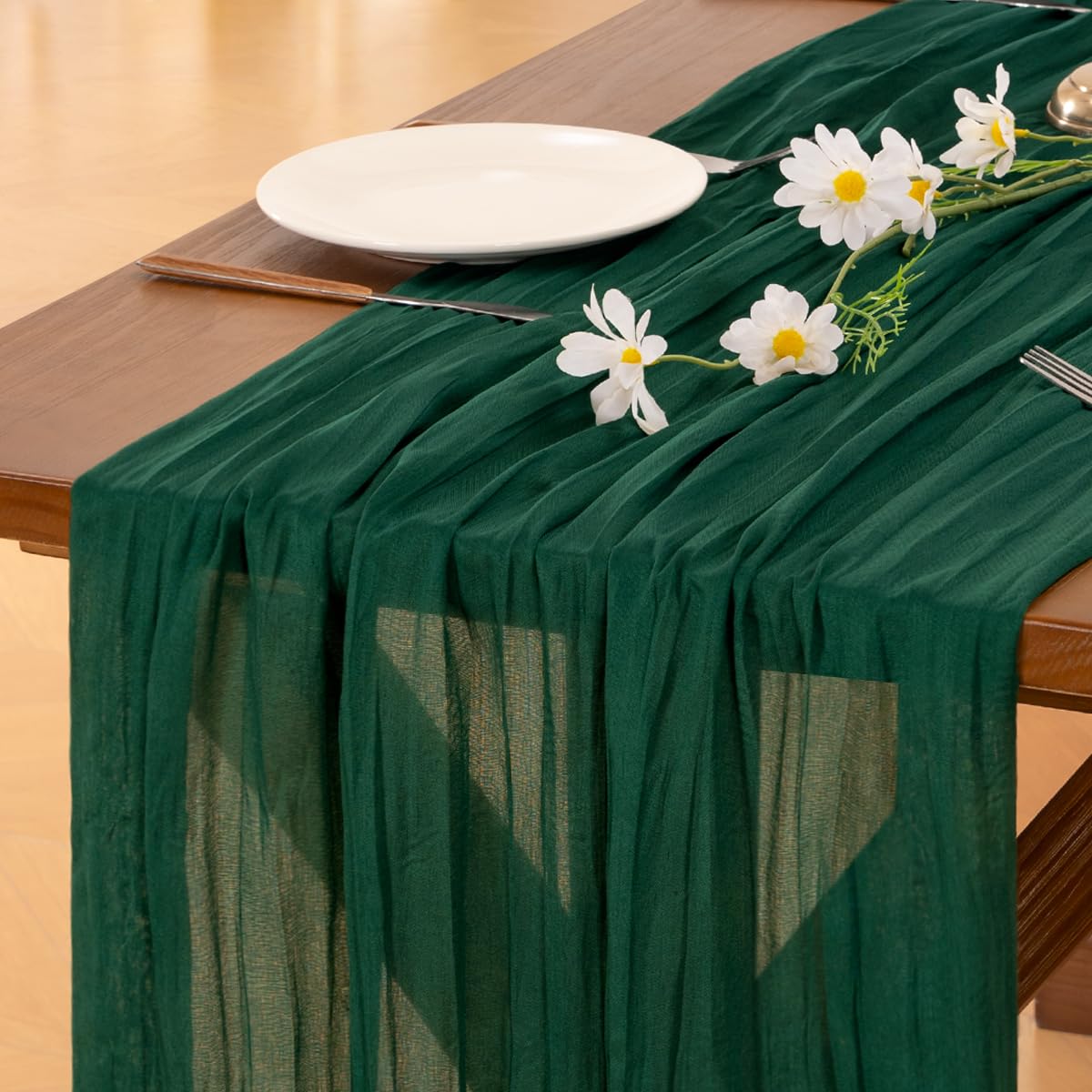 Sage Green Cheesecloth Table Runner Fall Wedding Birthday Party Home Decor