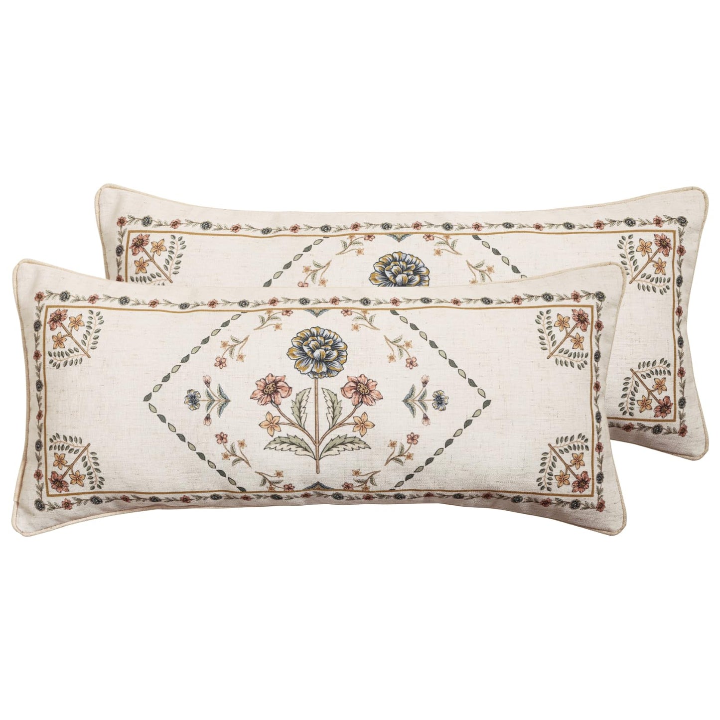 ISAENNE Designer Vintage Square Throw Pillow Cover,Set of 2,18"x18"