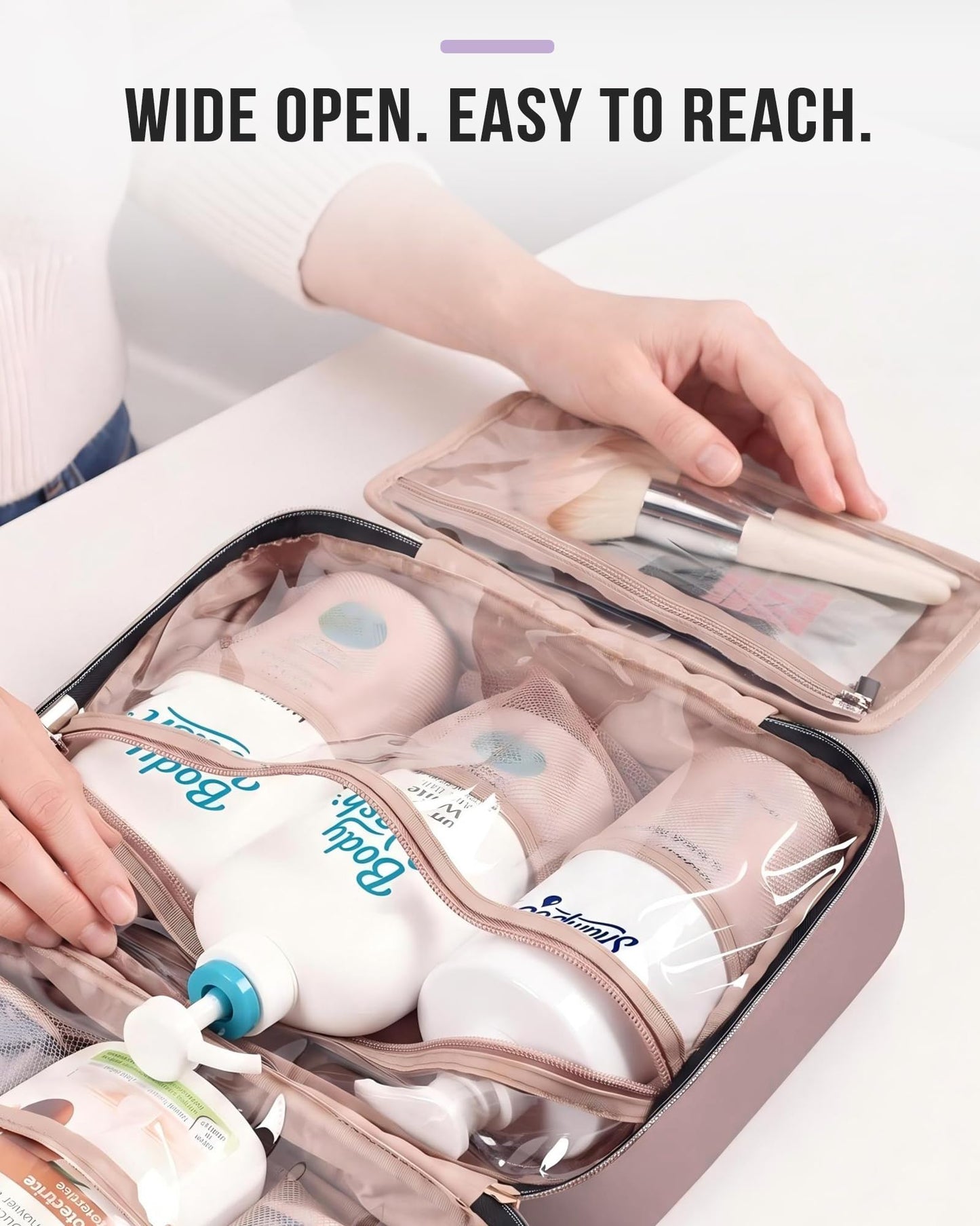 NISHEL Travel Toiletry Bag for women, Portable Hanging makeup Organizer