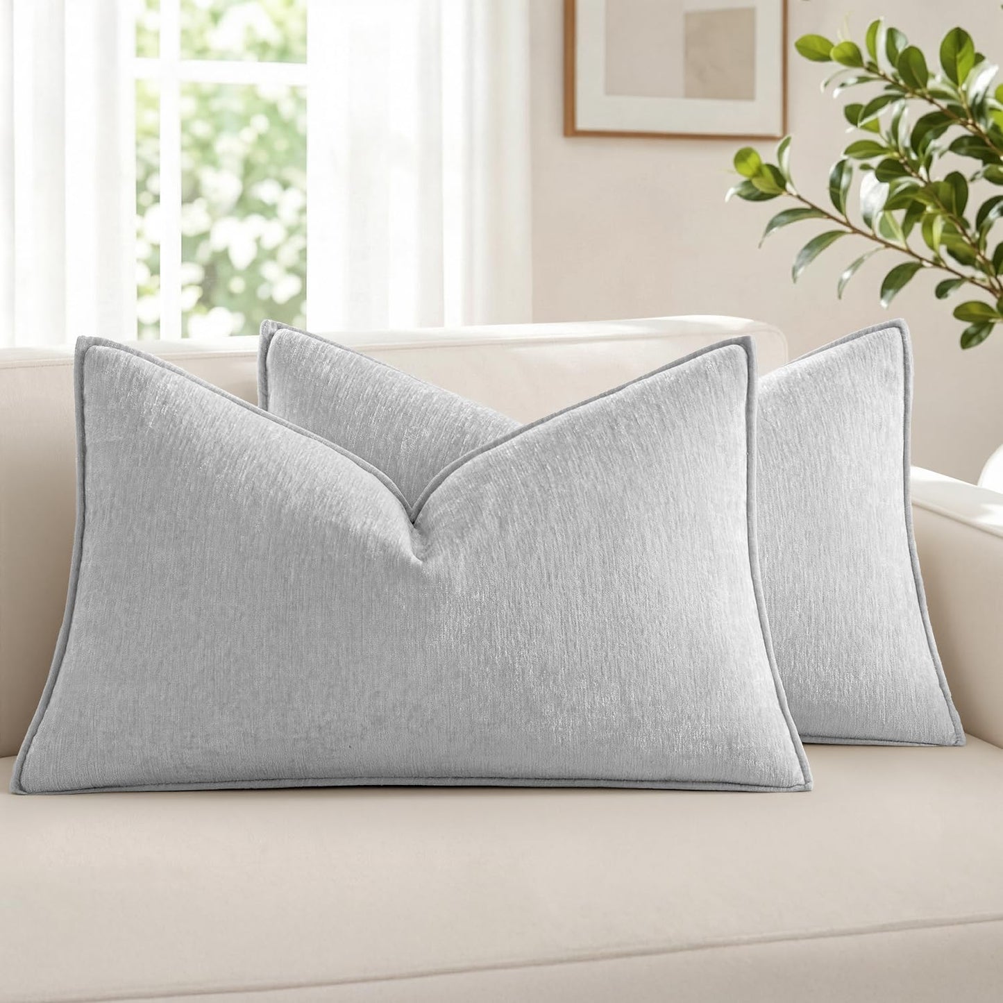 MIULEE Chenille Couch Pillow Covers Fall for Living Room 18x18 Dark Brown