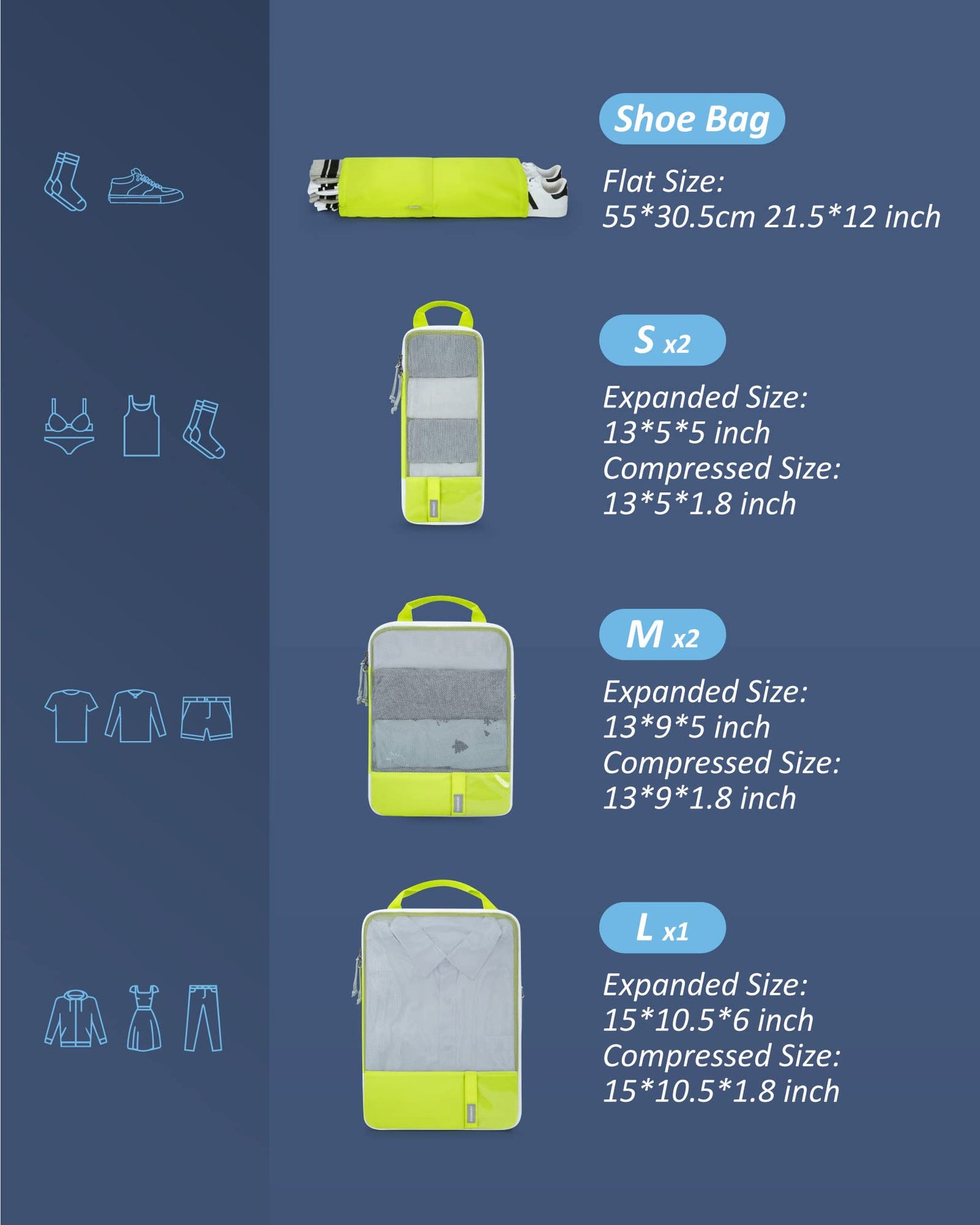 BAGSMART Compression Packing Cubes for Travel Essentials