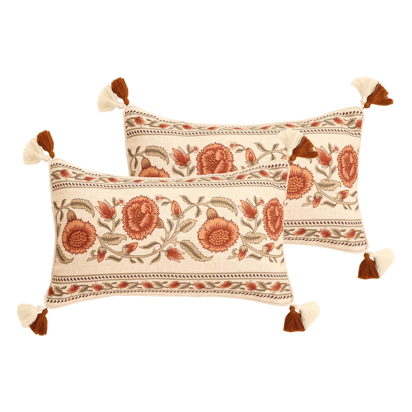 ISAENNE Designer Vintage Square Throw Pillow Cover,Set of 2,18"x18"