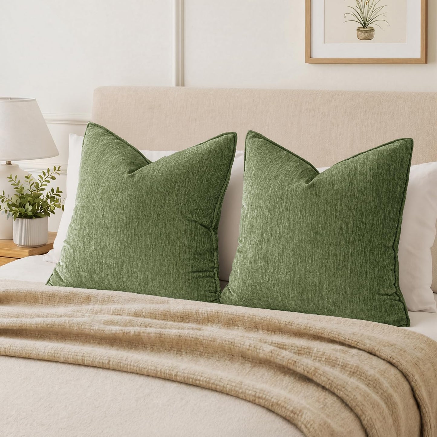 MIULEE Chenille Couch Pillow Covers Fall for Living Room 18x18 Dark Brown
