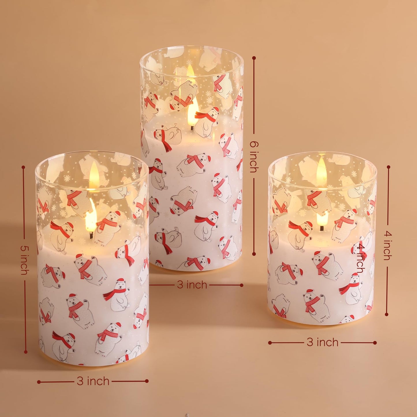 Eywamage Gold Glass Flameless Pillar Candles with Remote, Flickering Fall LED Candles Battery Operated Set of 3
