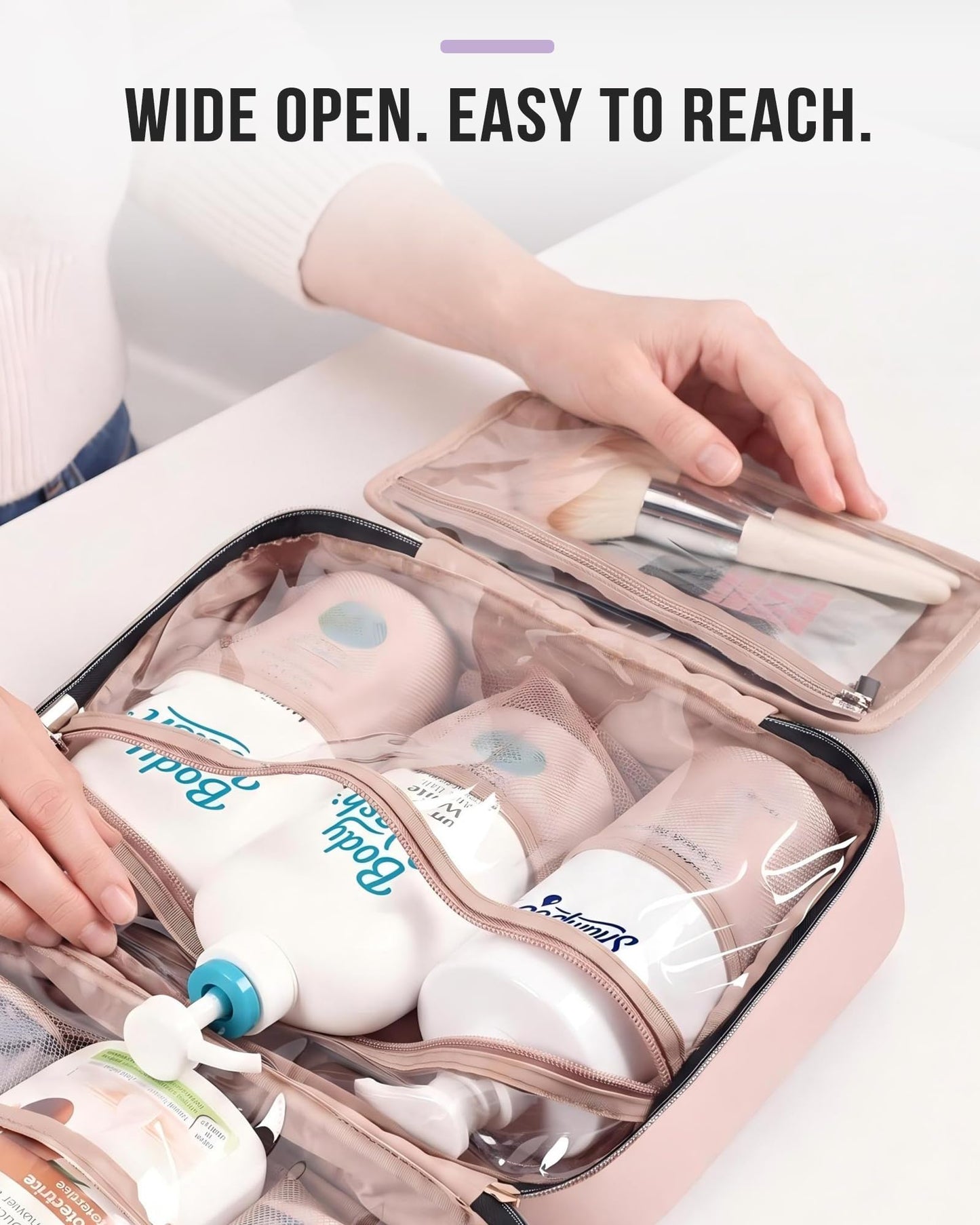 NISHEL Travel Toiletry Bag for women, Portable Hanging makeup Organizer