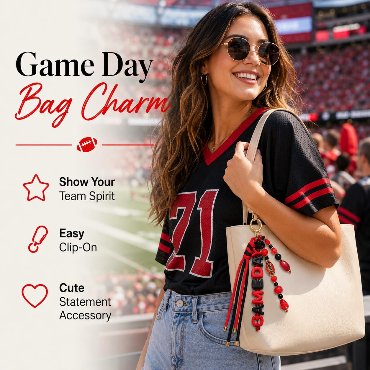 ANGLESJELL Football Bag Charms Paracord Game Day Keychains Purse Charms Football Cheer Mom Accessories Essentials Gifts