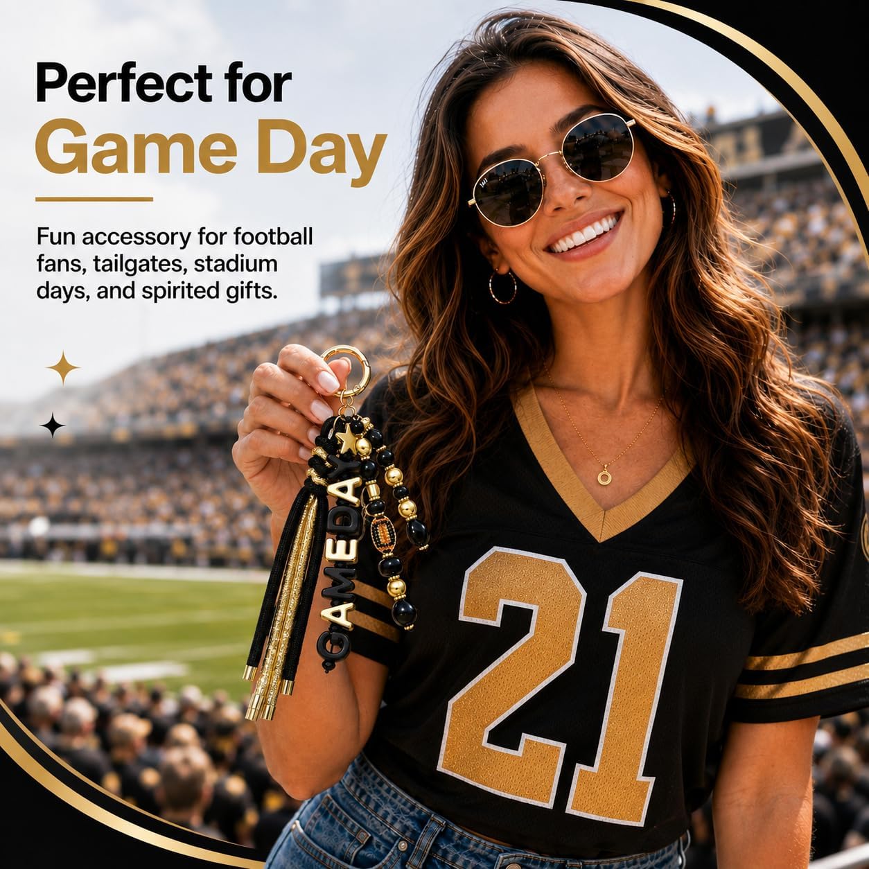 ANGLESJELL Football Bag Charms Paracord Game Day Keychains Purse Charms Football Cheer Mom Accessories Essentials Gifts