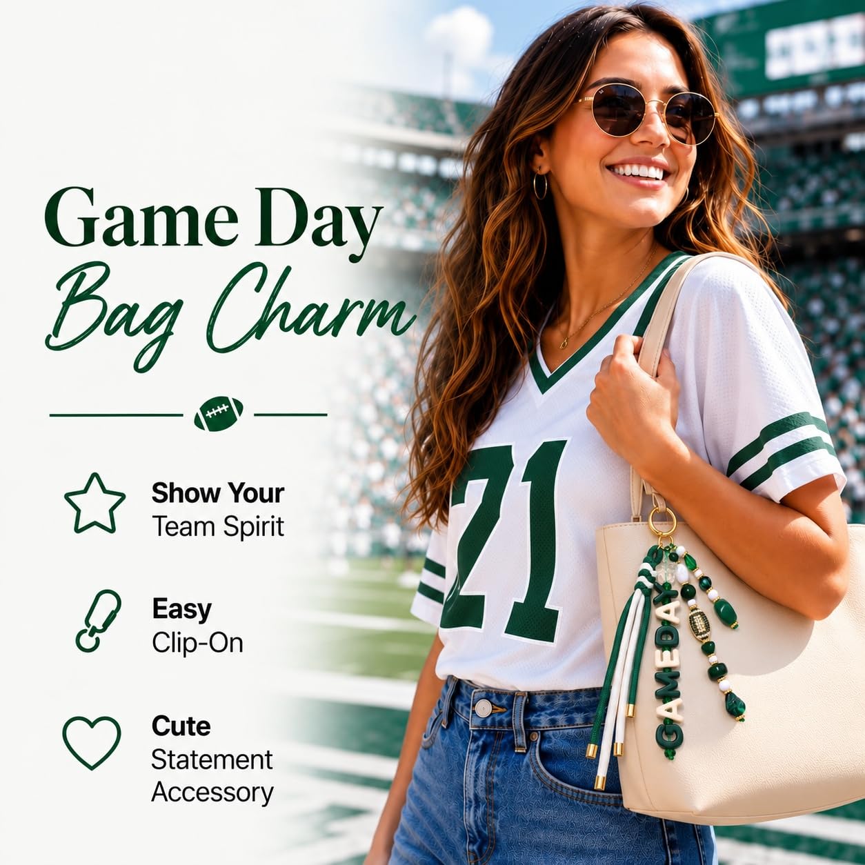 ANGLESJELL Football Bag Charms Paracord Game Day Keychains Purse Charms Football Cheer Mom Accessories Essentials Gifts