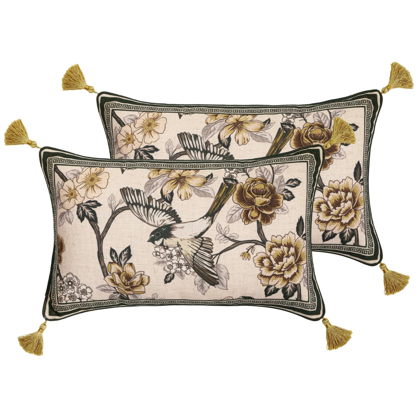 ISAENNE Designer Vintage Square Throw Pillow Cover,Set of 2,18"x18"