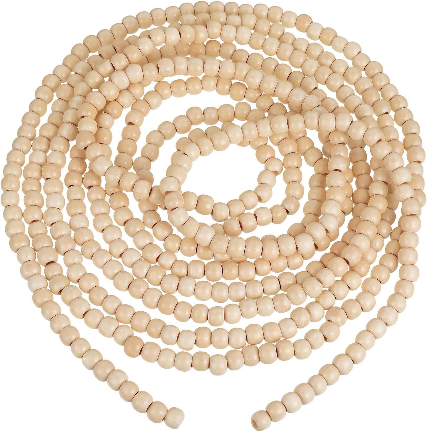 WILLBOND 16 Feet Wood Bead Garland Christmas Tree, Wood Color