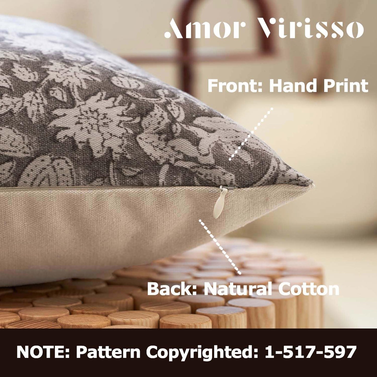 Amor Virisso Floral Throw Pillow Covers 18x18 Couch Pillows for Living Room Decorative Accent Pillow Covers Block Print Farmhouse Neutral Pillow Covers Sofa Pillows 1PC, Dusty Green