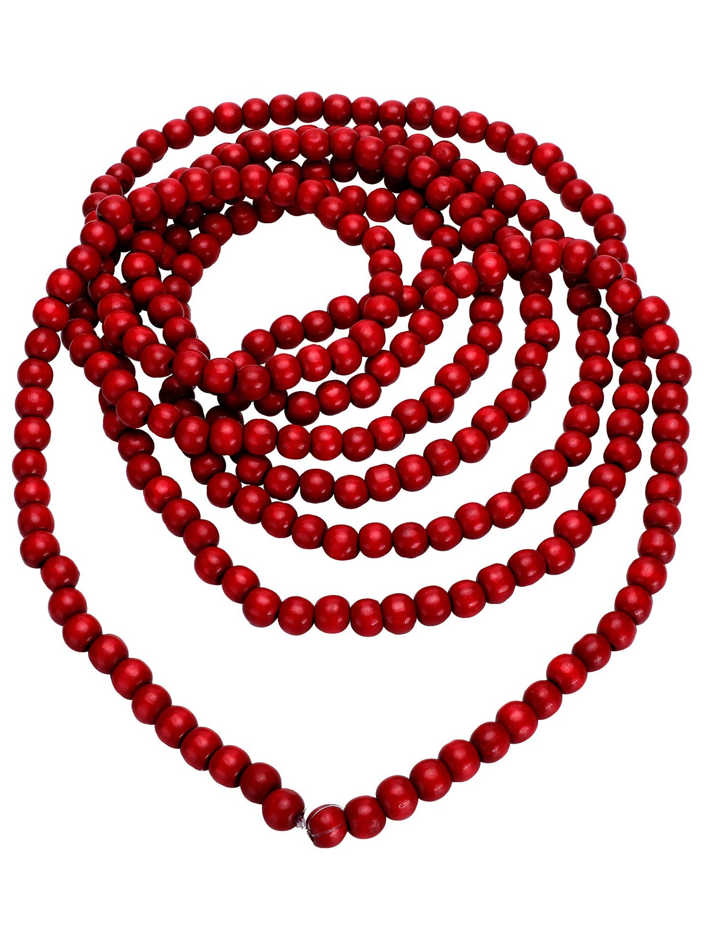 WILLBOND 16 Feet Wood Bead Garland Christmas Tree, Wood Color