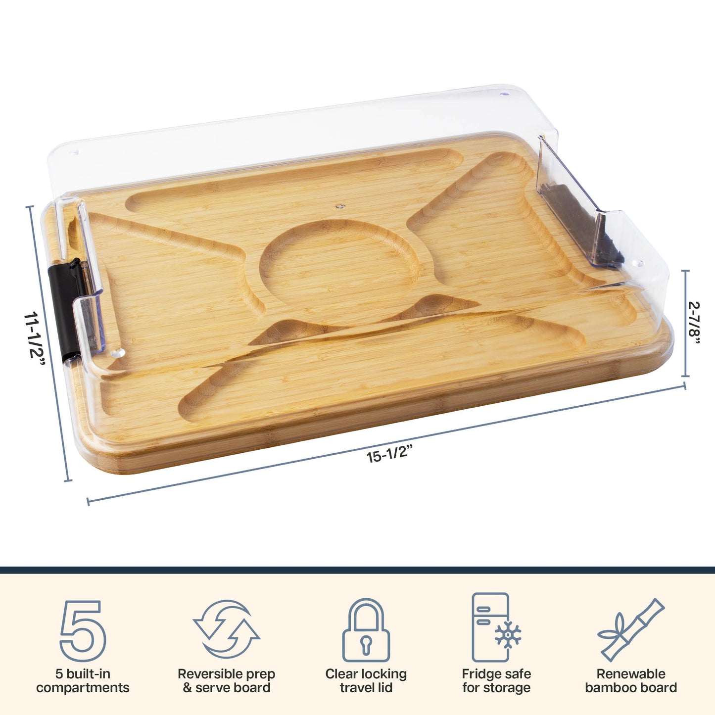 Totally Bamboo Flip, Serve & Store Football Charcuterie Board with Lid