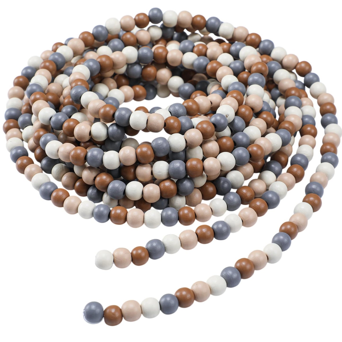 WILLBOND 16 Feet Wood Bead Garland Christmas Tree, Wood Color
