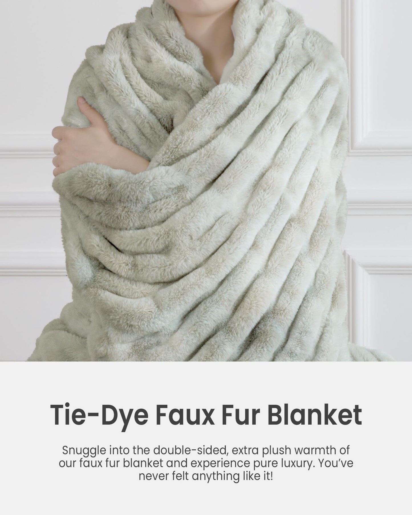 Ultra Soft Cozy Faux Fur Throw Blanket, Fuzzy Plush Thick Bubble Blanket, Oversize Luxury Fluffy Blanket for Couch, Sofa, Bedroom, and Living Room, 50x60 Inches, Light Brown