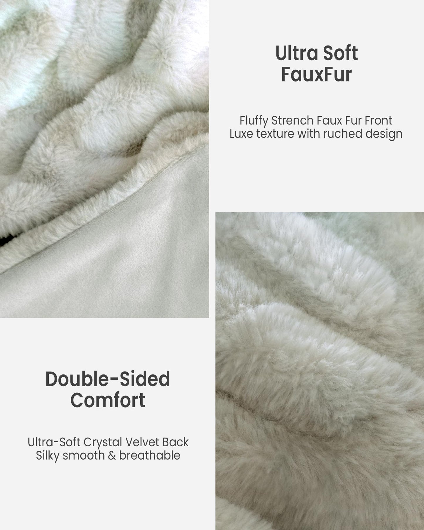 Ultra Soft Cozy Faux Fur Throw Blanket, Fuzzy Plush Thick Bubble Blanket, Oversize Luxury Fluffy Blanket for Couch, Sofa, Bedroom, and Living Room, 50x60 Inches, Light Brown