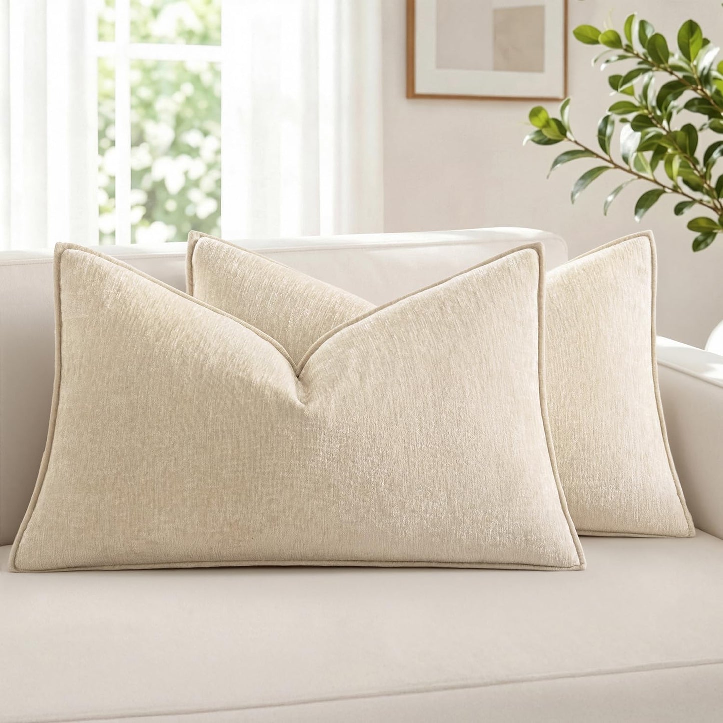 MIULEE Chenille Couch Pillow Covers Fall for Living Room 18x18 Dark Brown