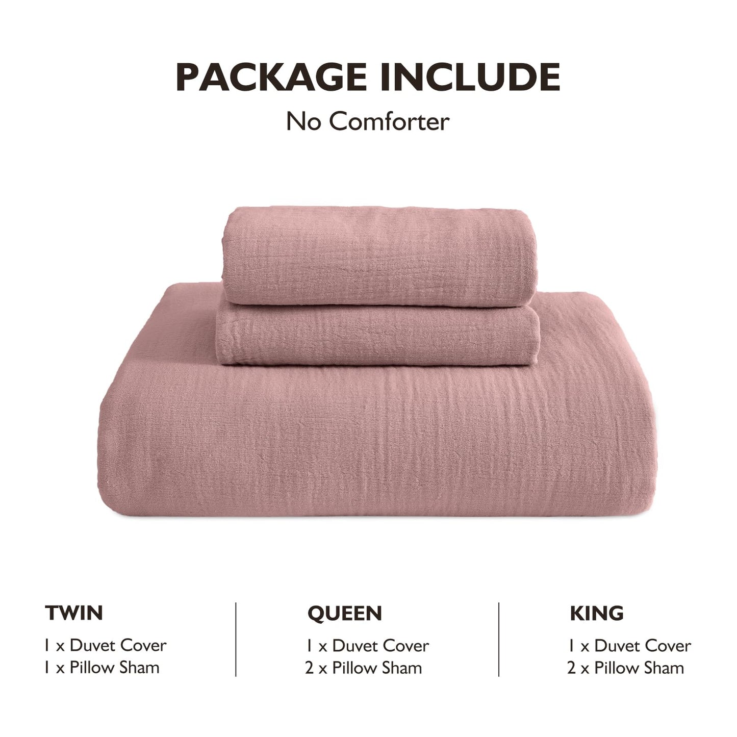EMME Muslin Cotton Duvet Cover Set Linen Like Beige Queen