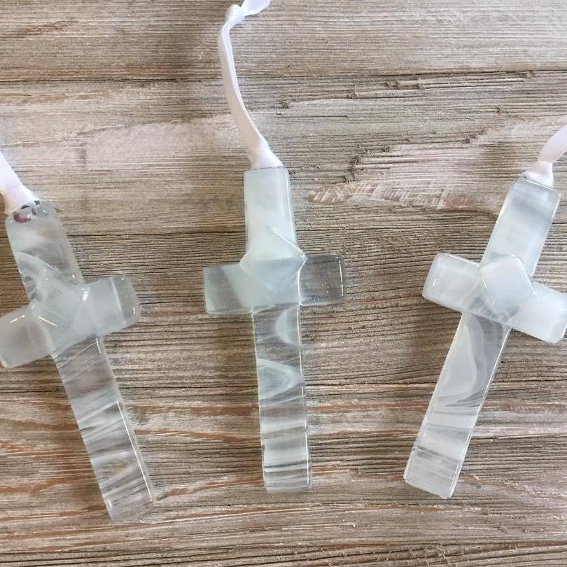 1st Holy Communion Cross: Handmade Glass