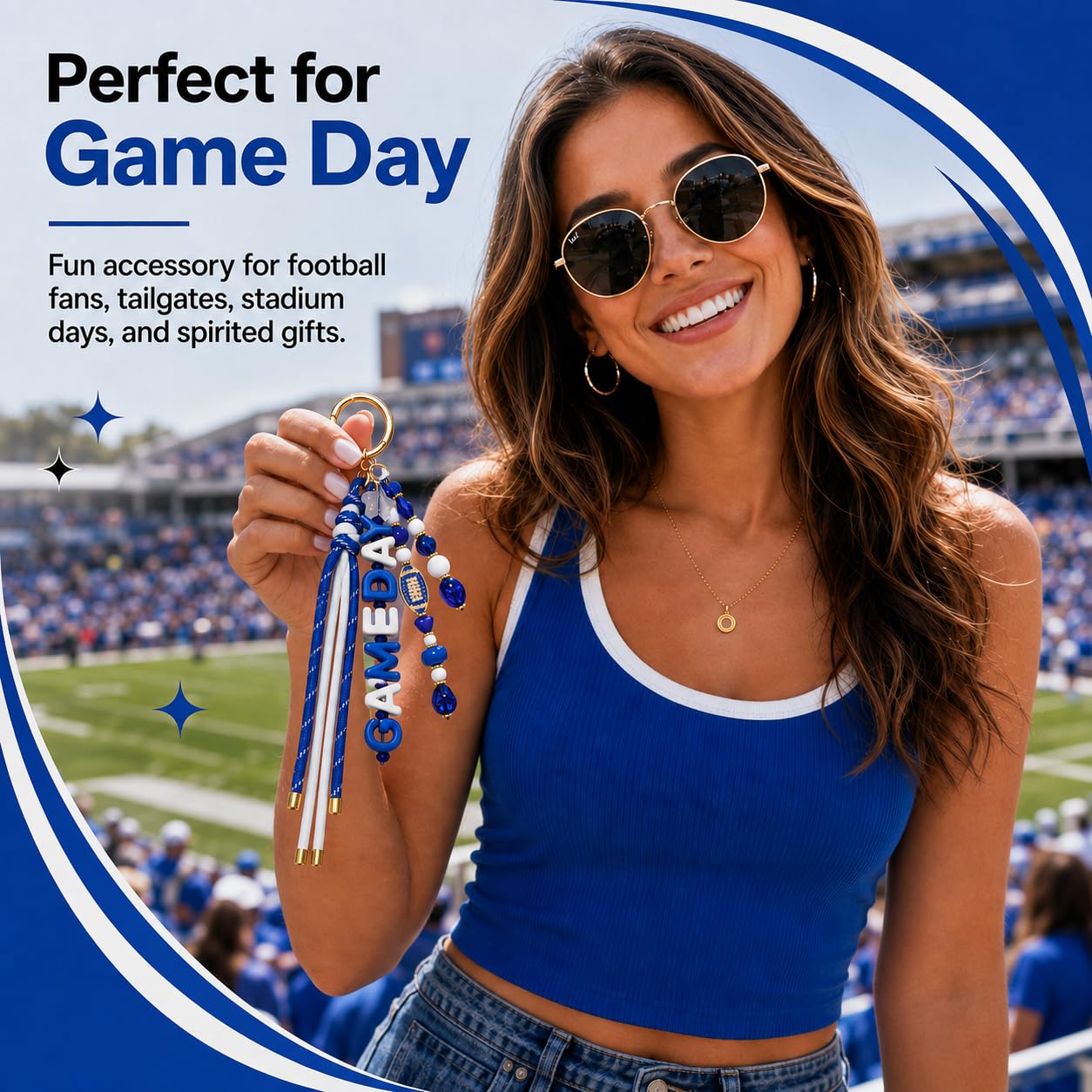 ANGLESJELL Football Bag Charms Paracord Game Day Keychains Purse Charms Football Cheer Mom Accessories Essentials Gifts