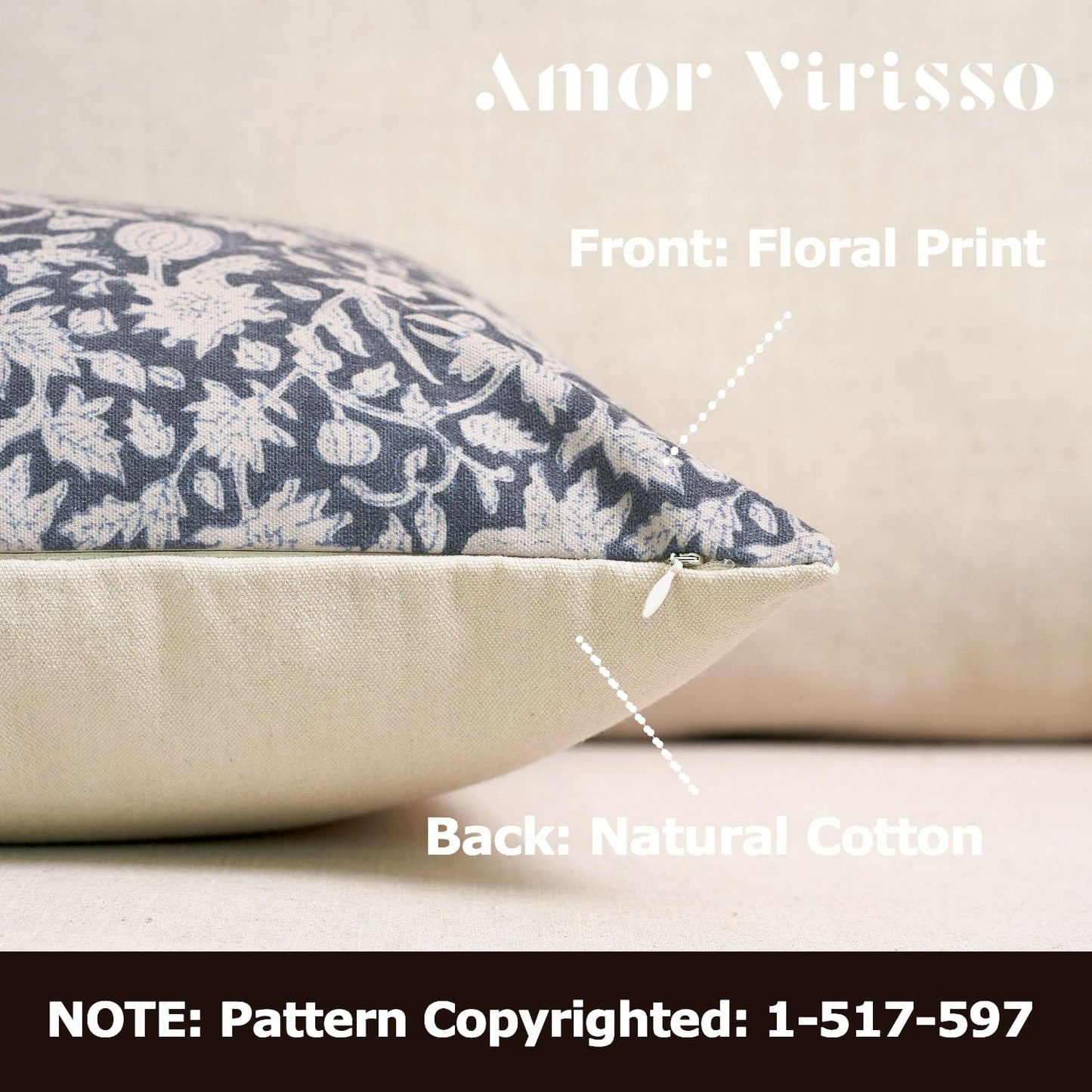 Amor Virisso Floral Throw Pillow Covers 18x18 Couch Pillows for Living Room Decorative Accent Pillow Covers Block Print Farmhouse Neutral Pillow Covers Sofa Pillows 1PC, Dusty Green