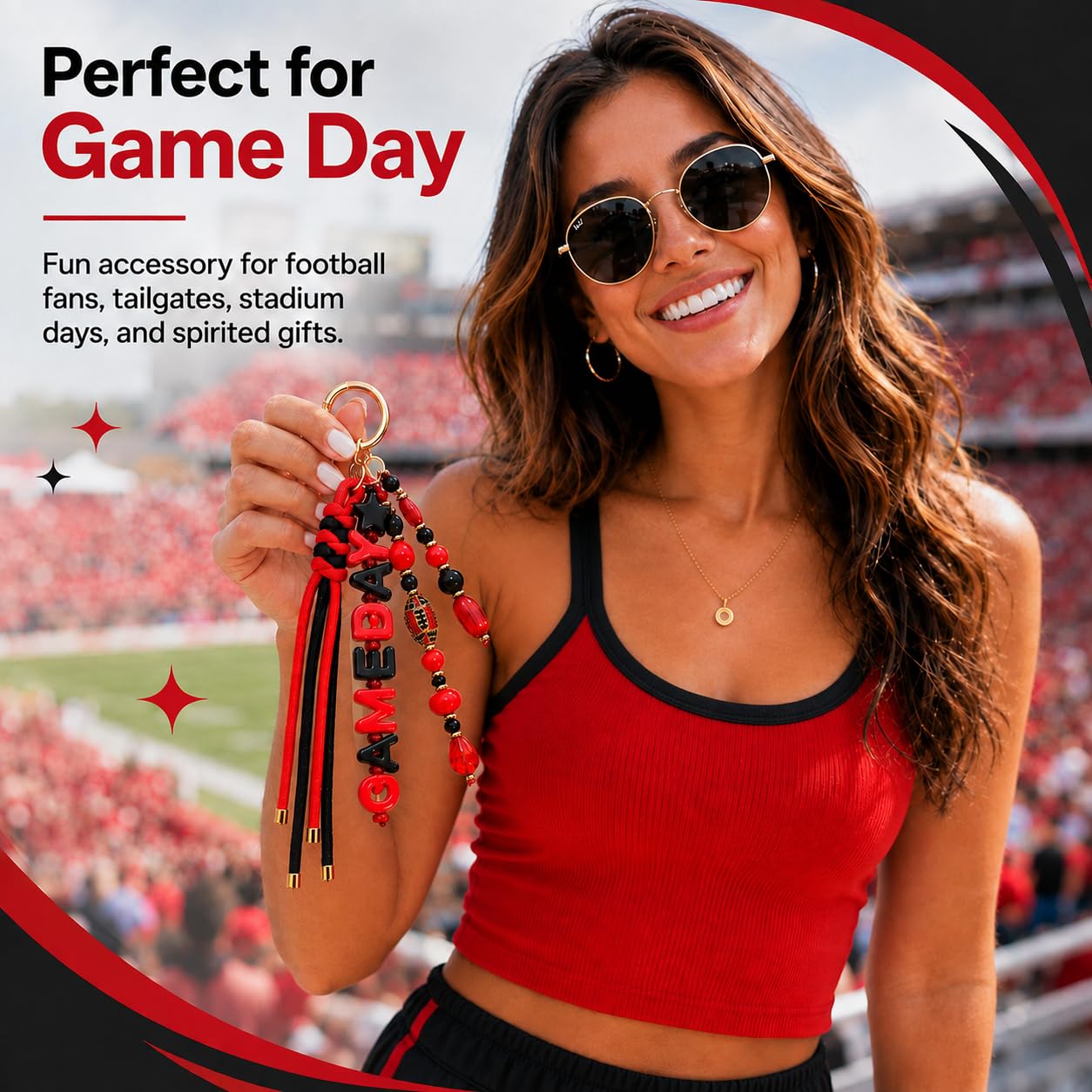 ANGLESJELL Football Bag Charms Paracord Game Day Keychains Purse Charms Football Cheer Mom Accessories Essentials Gifts
