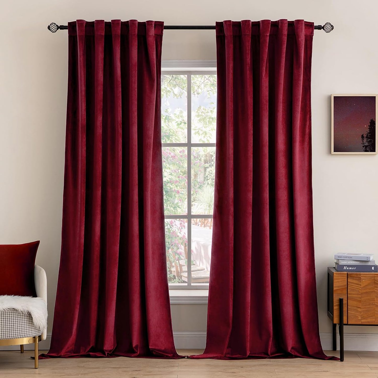 MIULEE Velvet Curtains 52x84 inches 2 Panels Olive Green Blackout Curtains