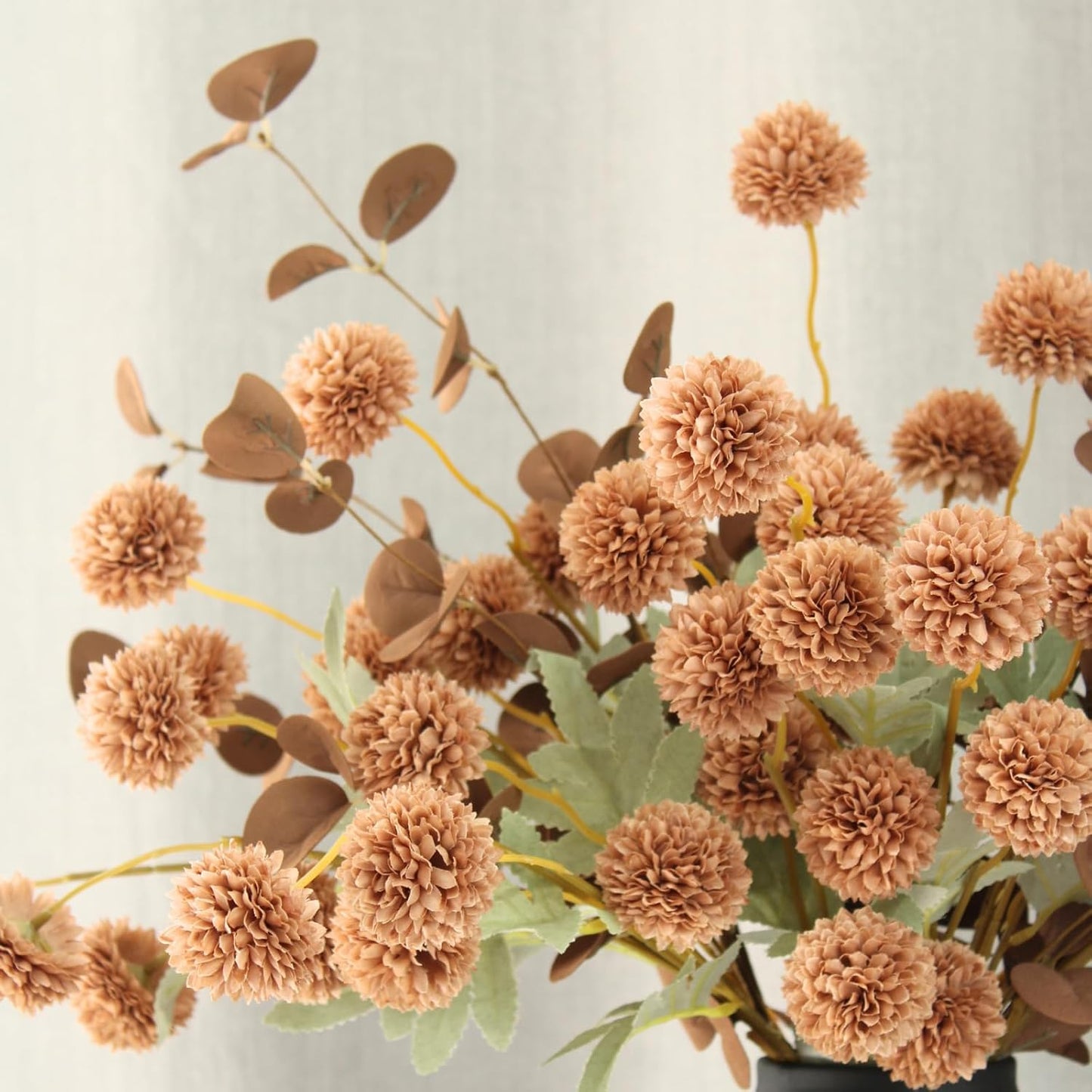 RyddeligHome Brown Mums Artificial Flowers Arrangement for Vases
