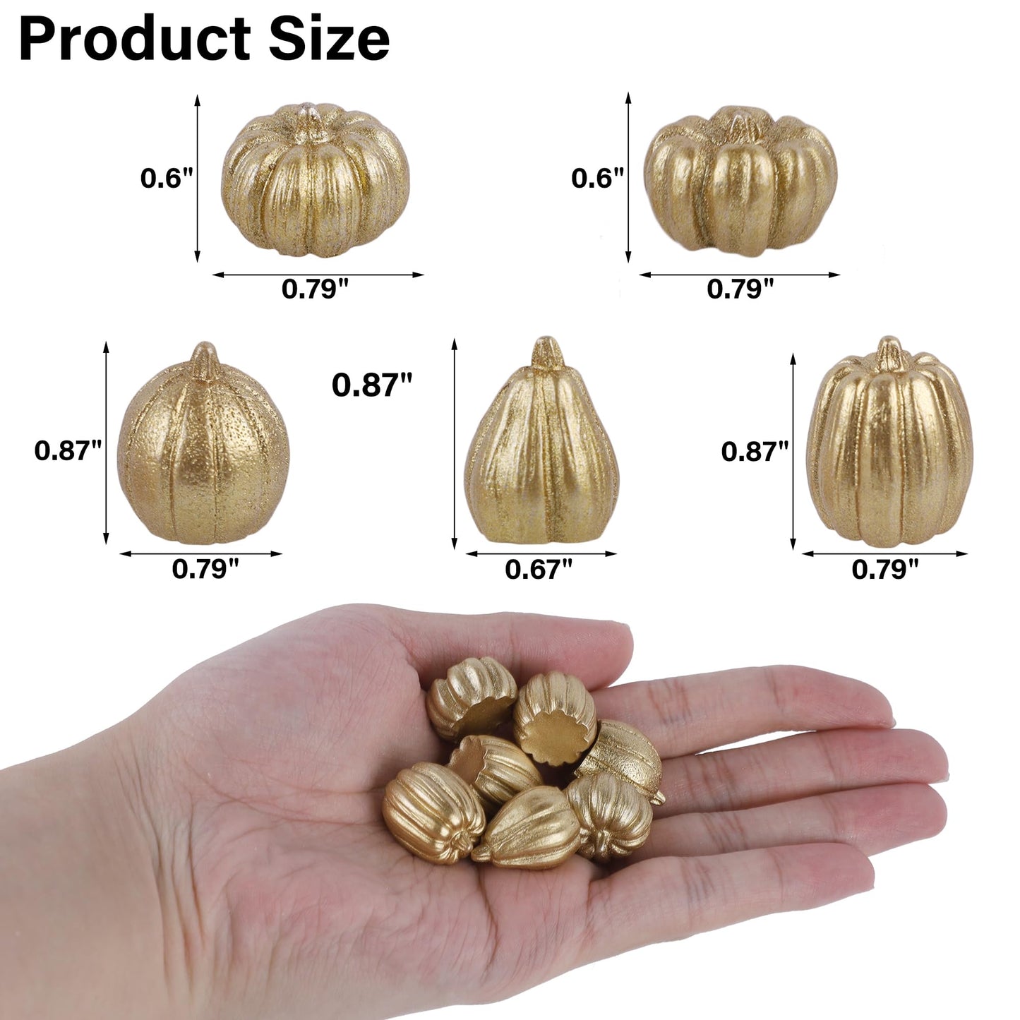 winemana 12 Pcs Pumpkin Fall Decorations, Golden Artificial Pumpkins