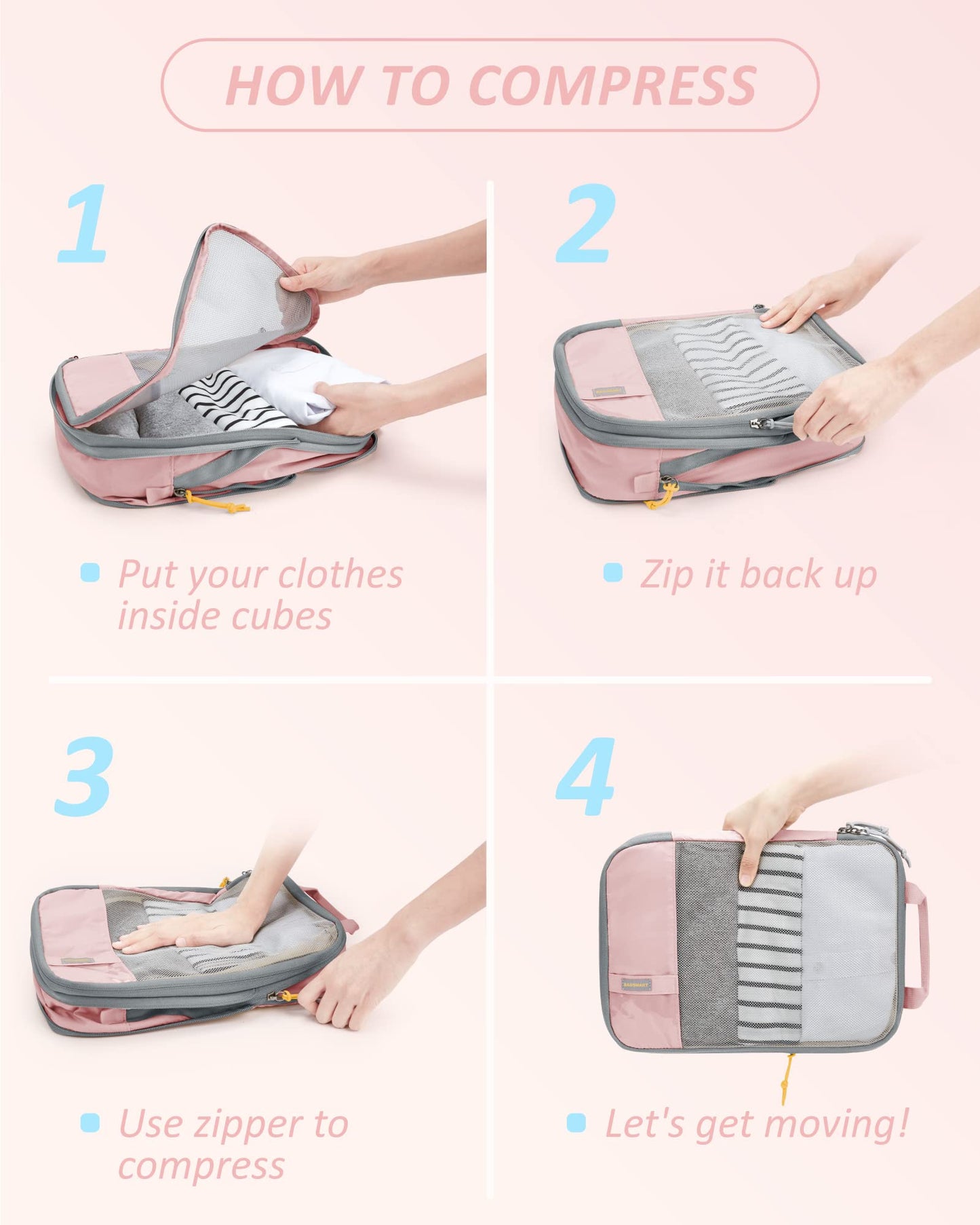 BAGSMART Compression Packing Cubes for Travel Essentials